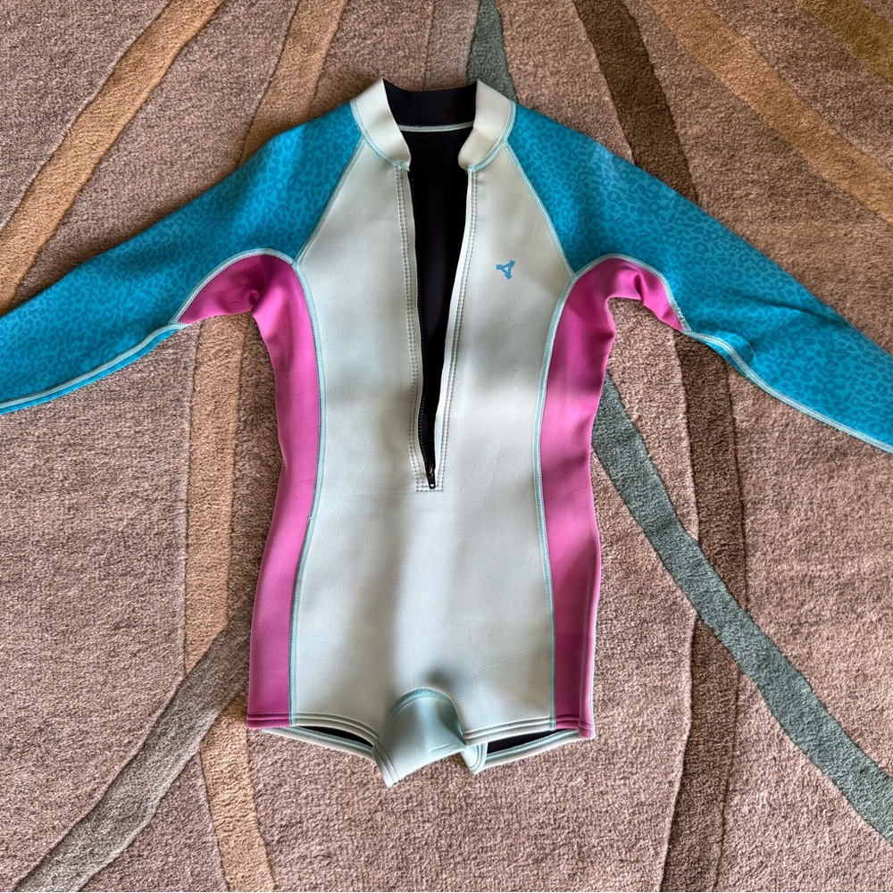 Kids Swim Wetsuit in Blue and Pink